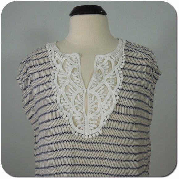 COLLECTIVE CONCEPTS Crochet Top M MEDIUM Womens Striped - Picture 1 of 6